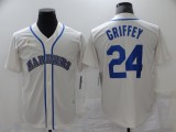 MLB Seattle Mariners #24 Ken Griffey Crean Thowback Game Nike Jersey