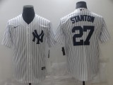 MLB New York Yankees #27 Stanton White Wihte Game Nike Jersey