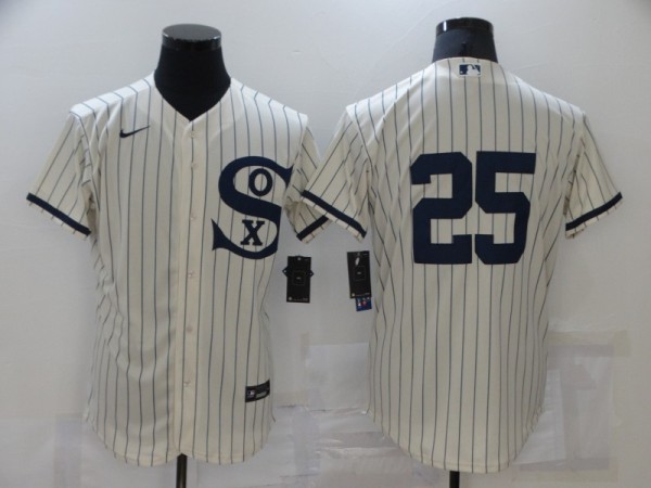 MLB Chicago White Sox #25 Andrew Vaughn 2021 Cream/Navy Field Of Dreams Flex Base Elite Jersey