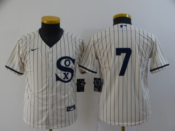 Youth MLB Chicago White Sox #7 Tim Anderson 2021 Cream/Navy Field Of Dreams Jersey