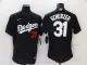MLB Los Angeles Dodgers #31 Scherzer Black Flex Base Elite Jersey