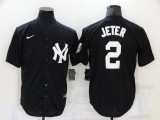 MLB New York Yankees #2 Jeter Black Throwback Nike Game Jersey