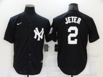 MLB New York Yankees #2 Jeter Black Throwback Nike Game Jersey