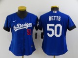 Women MLB Los Angeles Dodgers #50 Mookie Betts 2021 Royal City Connect Jersey
