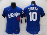 MLB Los Angeles Dodgers #10 Turner 2021 Royal City Connect Flex Base Elite Jersey