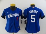 Women Los Angeles Dodgers #5 Corey Seager 2021 Royal City Connect Jersey