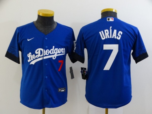 Youth MLB Los Angeles Dodgers #7 Julio Urias 2021 Royal City Connect Jersey