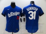 MLB Los Angeles Dodgers #31 Max Scherzer 2021 Royal City Connect Flex Base Elite Jersey