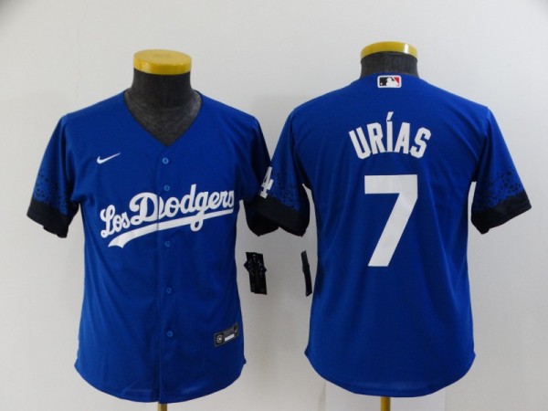 Youth MLB Los Angeles Dodgers #7 Julio Urias 2021 Royal City Connect Jersey