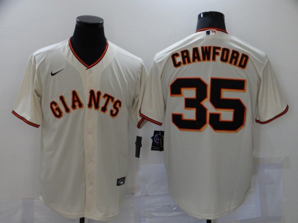 MLB San Francisco Giants #35 Brandon Crawford  Cream Game Jersey