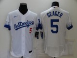 MLB Los Angeles Dodgers #5 Corey Seager 2021 White City Connect Flex Base Elite Jersey