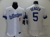 MLB Los Angeles Dodgers #5 Corey Seager 2021 White City Connect Flex Base Elite Jersey