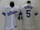 MLB Los Angeles Dodgers #5 Corey Seager 2021 White City Connect Flex Base Elite Jersey