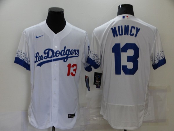 MLB Los Angeles Dodgers #13 Max Muncy 2021 White City Connect Flex Base Elite Jersey