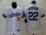 MLB Los Angeles Dodgers #22 Kershaw 2021 White City Connect Flex Base Elite Jersey