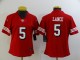Women San Francisco 49ers #5 Trey Lance Red Scarlet  Alternate Vapor Limited Jersey