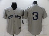 MLB New York Yankees #3 Babe Ruth Grey Nike Game Jersey