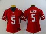 Women San Francisco 49ers #5 Trey Lance 2021 NFL Draft Red Vapor Untouchable Limited Jersey