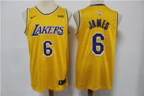 NBA  Los Angeles Lakers #6 LeBron James Yellow Jersey