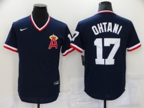 MLB Los Angeles Angels #17 Ohtani Navy Throwback Game Jersey