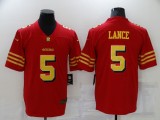 Men's San Francisco 49ers #5 Trey Lance  Red/Gold Vapor Untouchable Limited Jersey