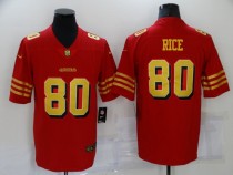 Men's San Francisco 49ers #80 Rice Red/Gold Vapor Untouchable Limited Jersey