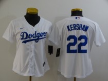 Women MLB Los Angeles Dodgers #22 Clayton Kershaw White Game Nike Jersey