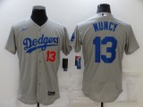 MLB Los Angeles Dodgers #13 Muncy Grey Flex Base Elite Jersey