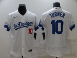 MLB Los Angeles Dodgers #10 Turner 2021 White City Connect Flex Base Elite Jersey