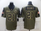 Men's Dallas Cowboys #21 Ezekiel Elliott 2021 Olive Salute To Service Limited Jersey