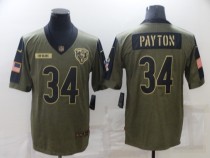 Men's Chicago Bears #34 Walter Payton 2021 Olive Salute To Service Limited Jersey