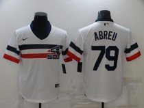 MLB Chicago White Sox #79 Jose Abreu White Throwback Game Jersey