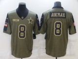 Men's Dallas Cowboys #8 Aikman 2021 Olive Salute To Service Limited Jersey