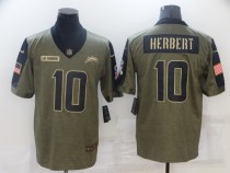 Men's Los Angeles Chargers #10 Justin Herbert 2021 Olive Salute To Service Limited Jersey