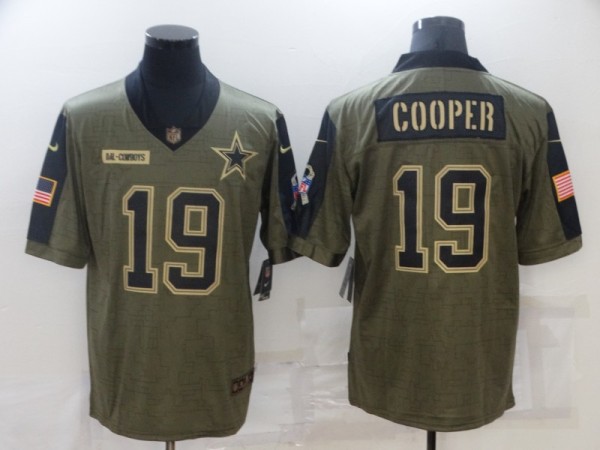 Men's Dallas Cowboys #19 Amari Cooper 2021 Olive Salute To Service Limited Jersey