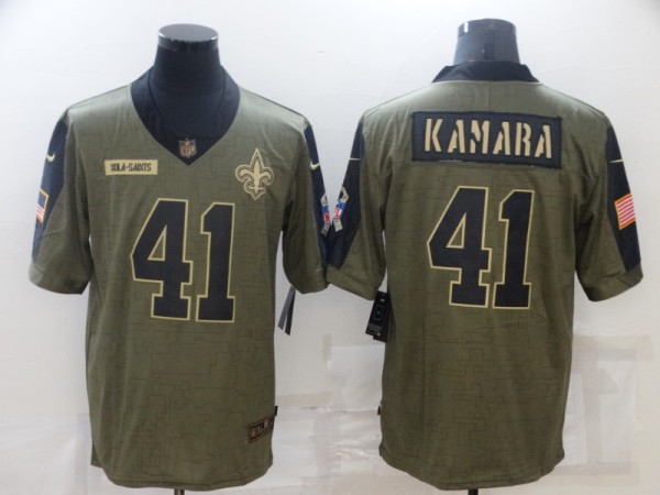 Men's New Orleans Saints #41 Alvin Kamara 2021 Olive Salute To Service Limited Jersey