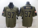 Men's San Francisco 49ers #97 Nick Bosa 2021 Olive Salute To Service Limited Limited Jersey