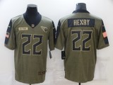 Men's Tennessee Titans #22 Derrick Henry 2021 Olive Salute To Service Limited Jersey