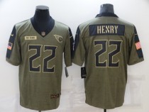 Men's Tennessee Titans #22 Derrick Henry 2021 Olive Salute To Service Limited Jersey