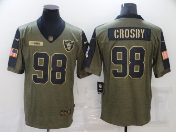 Men's Nike Raiders #98 Maxx Crosby 2021 Olive Salute To Service Limited Jersey