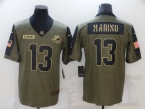 Men's Miami Dolphins #13 Dan Marino 2021 Olive Salute To Service Limited Jersey