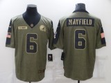 Men's Cleveland Browns #6 Baker Mayfield 2021 Olive Salute To Service Limited Jersey