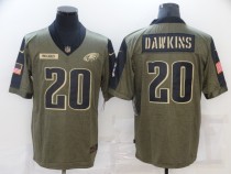 Men's Philadelphia Eagles #20 Brian Dawkins 2021 Olive Salute To Service Limited Jersey