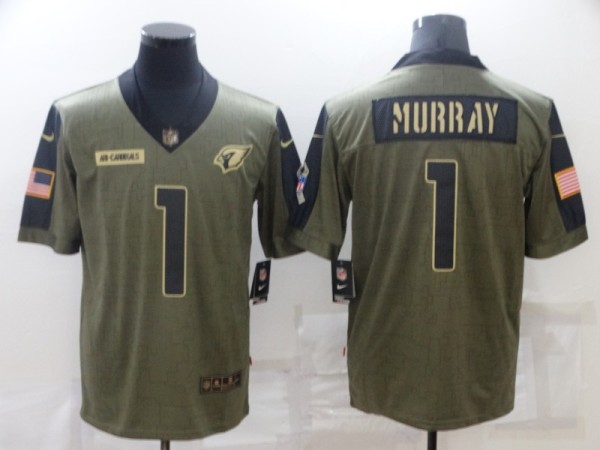 Men's Arizona Cardinals #1 Kyler Murray 2021 Olive Salute To Service Limited Jersey