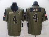 Men's Raiders #4 Derek Carr 2021 Olive Salute To Service Limited Jersey