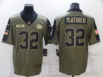 Men's Kansas City Chiefs #32 Tyrann Mathieu 2021 Olive Salute To Service Limited Jersey