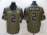 Men's New Orleans Saints #2 Winston 2021 Olive Salute To Service Limited Jersey