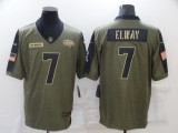 Men's Denver Broncos #7 Elway 2021 Olive Salute To Service Limited Jersey
