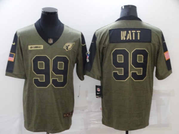 Men's Arizona Cardinals #99 J.J. Watt  2021 Olive Salute To Service Limited Jersey