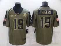 Men's Minnesota Vikings #19 Adam Thielen 2021 Olive Salute To Service Limited Jersey